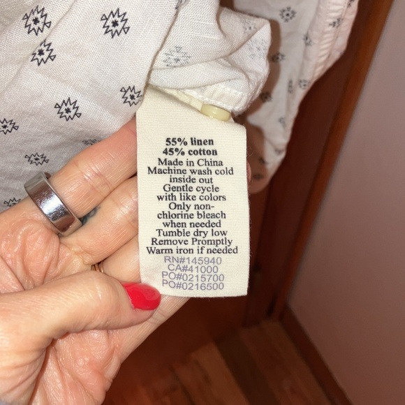 EUC life after denim cotton and linen blend long sleeve shirt. Cool blue print - Picture 3 of 4